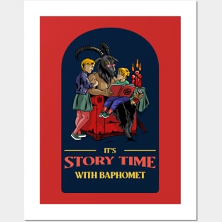 Funny Retro "It's Story Time With Baphomet" Parody Posters and Art